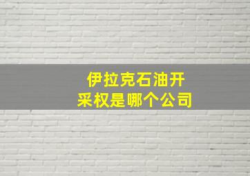 伊拉克石油开采权是哪个公司