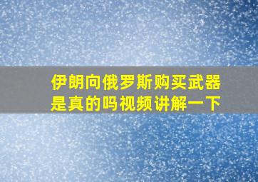 伊朗向俄罗斯购买武器是真的吗视频讲解一下