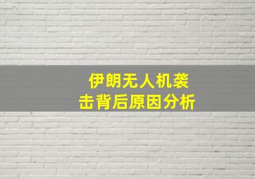 伊朗无人机袭击背后原因分析