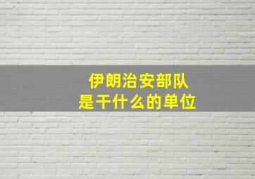 伊朗治安部队是干什么的单位