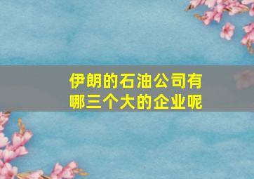 伊朗的石油公司有哪三个大的企业呢