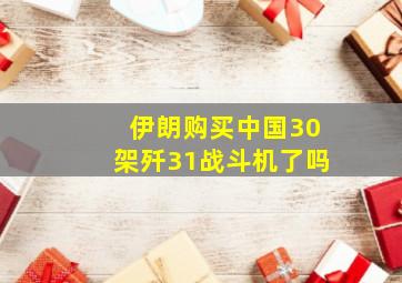 伊朗购买中国30架歼31战斗机了吗