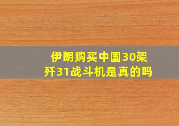 伊朗购买中国30架歼31战斗机是真的吗