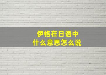 伊格在日语中什么意思怎么说