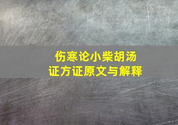 伤寒论小柴胡汤证方证原文与解释