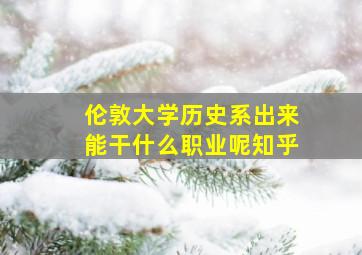 伦敦大学历史系出来能干什么职业呢知乎