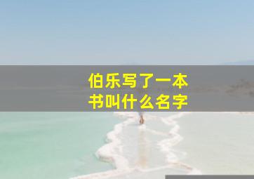 伯乐写了一本书叫什么名字