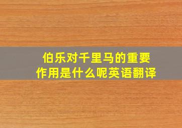 伯乐对千里马的重要作用是什么呢英语翻译