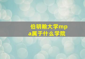 伯明翰大学mpa属于什么学院