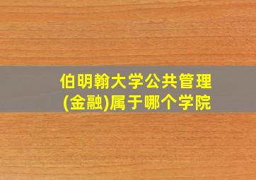 伯明翰大学公共管理(金融)属于哪个学院