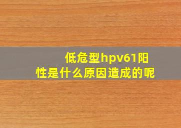 低危型hpv61阳性是什么原因造成的呢