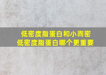 低密度脂蛋白和小而密低密度脂蛋白哪个更重要