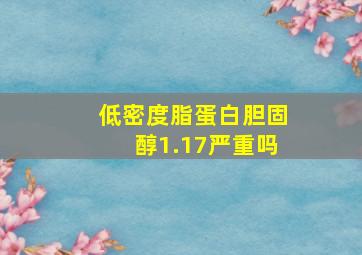 低密度脂蛋白胆固醇1.17严重吗