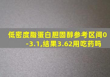 低密度脂蛋白胆固醇参考区间0-3.1,结果3.62用吃药吗