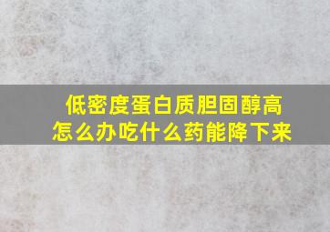 低密度蛋白质胆固醇高怎么办吃什么药能降下来