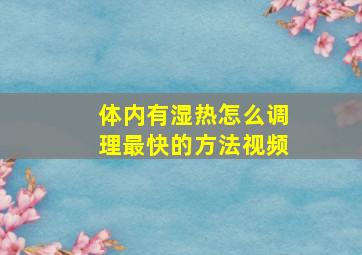 体内有湿热怎么调理最快的方法视频