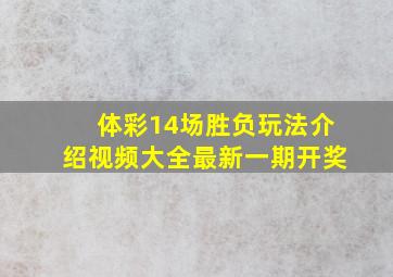 体彩14场胜负玩法介绍视频大全最新一期开奖