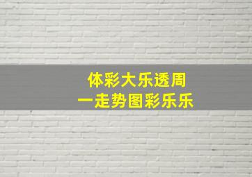 体彩大乐透周一走势图彩乐乐