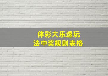 体彩大乐透玩法中奖规则表格