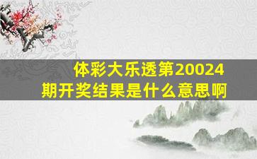 体彩大乐透第20024期开奖结果是什么意思啊