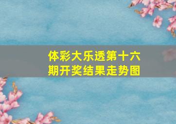 体彩大乐透第十六期开奖结果走势图