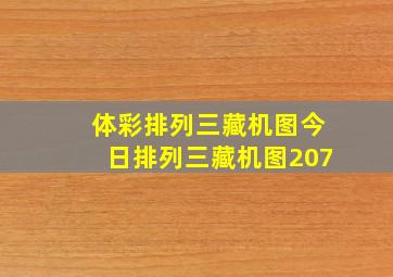 体彩排列三藏机图今日排列三藏机图207