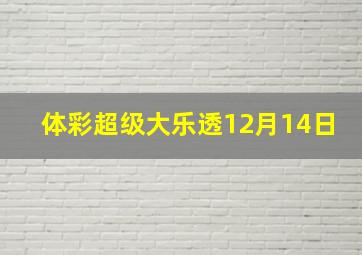 体彩超级大乐透12月14日