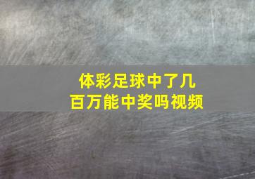 体彩足球中了几百万能中奖吗视频