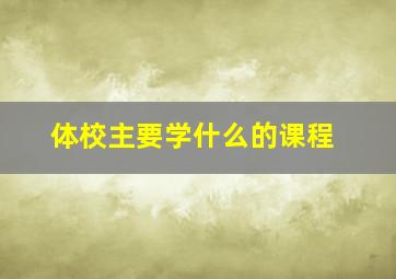 体校主要学什么的课程