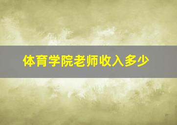 体育学院老师收入多少