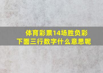 体育彩票14场胜负彩下面三行数字什么意思呢