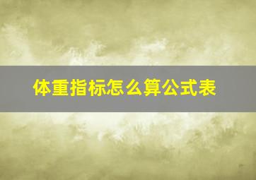 体重指标怎么算公式表