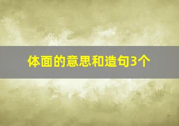 体面的意思和造句3个