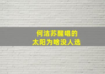 何洁苏醒唱的太阳为啥没人选