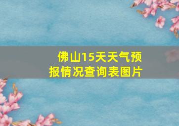 佛山15天天气预报情况查询表图片