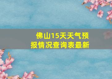 佛山15天天气预报情况查询表最新