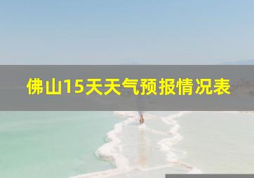 佛山15天天气预报情况表