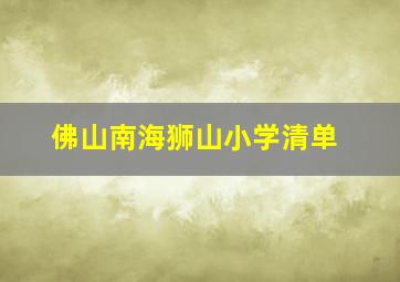 佛山南海狮山小学清单