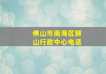 佛山市南海区狮山行政中心电话