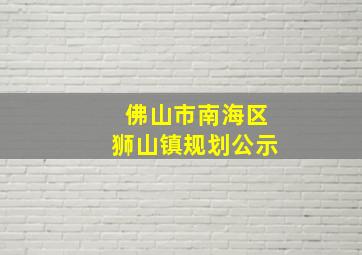 佛山市南海区狮山镇规划公示