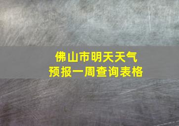 佛山市明天天气预报一周查询表格