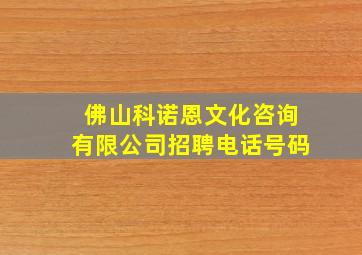 佛山科诺恩文化咨询有限公司招聘电话号码