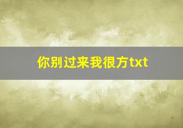 你别过来我很方txt