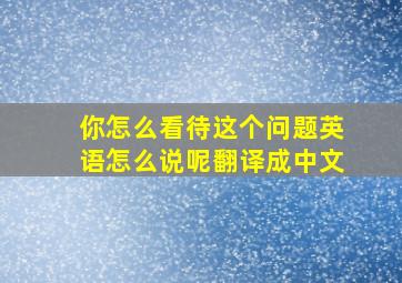 你怎么看待这个问题英语怎么说呢翻译成中文