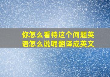 你怎么看待这个问题英语怎么说呢翻译成英文