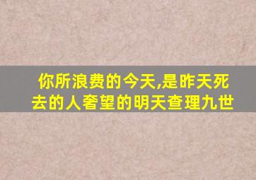 你所浪费的今天,是昨天死去的人奢望的明天查理九世