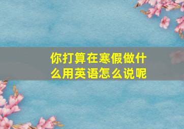 你打算在寒假做什么用英语怎么说呢