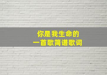 你是我生命的一首歌简谱歌词