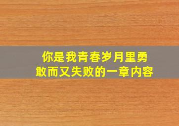 你是我青春岁月里勇敢而又失败的一章内容