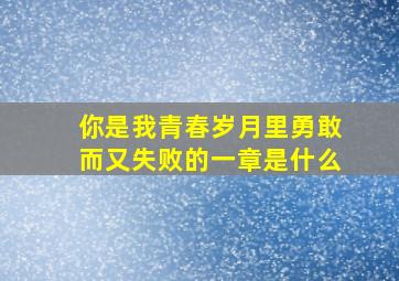 你是我青春岁月里勇敢而又失败的一章是什么